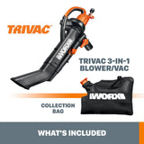 Worx 120 MPH 350 CFM 12 Amp Electric Leaf Blower/Mulcher/Vac with Metal Impeller - Super Arbor