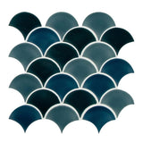 MSI Azul Scallop Glossy 13.11 in. x 9.96 in. x 8mm Glossy Porcelain Mesh-Mounted Mosaic Tile (9.1 sq. ft. / case)