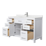 Beckett 54 in. W x 22 in. D Single Vanity in White with Cultured Marble Vanity Top in Carrara with White Basin - Super Arbor