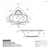 Malachite 5 ft. Acrylic Corner Drop-in Whirlpool Bathtub in White - Super Arbor