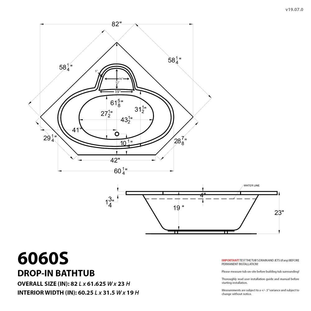 Malachite 5 ft. Acrylic Corner Drop-in Whirlpool Air Bathtub in White - Super Arbor