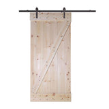30 in. x 84 in. Z-Bar Wood Sliding Barn Door with Sliding Door Hardware Kit - Super Arbor