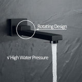 1-Spray Patterns with 2.5 GPM 10 in. 3-Way Wall Mount Rain Dual Shower Heads with Tub Shower Faucet in Matte Black - Super Arbor