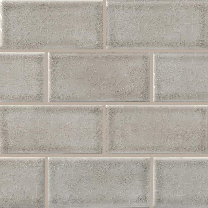 MSI Dove Gray Handcrafted 3 in. x 6 in. Glossy Ceramic Gray Subway Tile (1 sq. ft. / case)