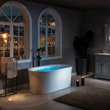 Tion 59 in. Acrylic Freestanding Double Ended Air Bath Bathtub with Drain and Overflow Included in White - Super Arbor
