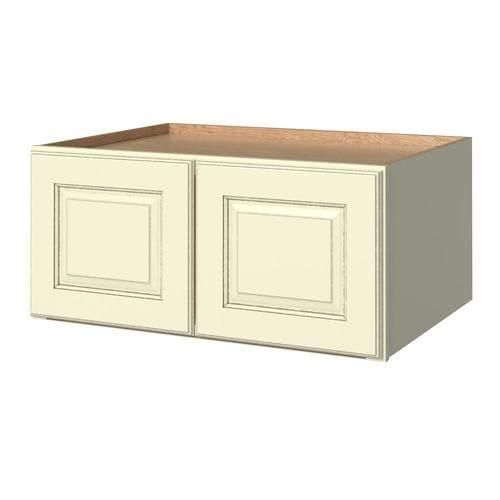 allen + roth Annscroft 33-in W x 15.125-in H x 24-in D Hazelnut Maple Door Wall Semi-Custom Cabinet