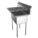 Freestanding Stainless Steel 43 in. 2-Hole Double Bowl Commercial Kitchen Sink