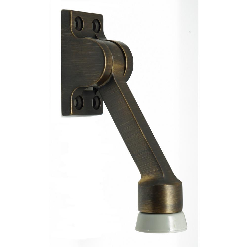 4-1/2 in. Solid Brass Square Kick Down Door Stop in Satin Nickel - Super Arbor