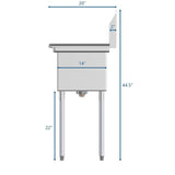 Freestanding Stainless Steel 45 in. 2-Hole Triple Bowl Commercial Kitchen Sink