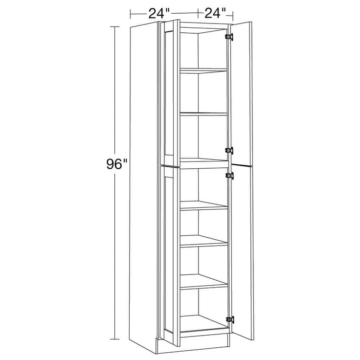 Home Decorators Collection Washington Vesper White Plywood Shaker Assembled Utility Pantry Kitchen Cabinet Soft Close 24 in W x 24 in D x 96 in H