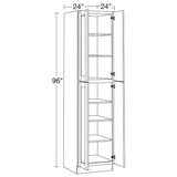 Home Decorators Collection Washington Vesper White Plywood Shaker Assembled Utility Pantry Kitchen Cabinet Soft Close 24 in W x 24 in D x 96 in H