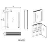 Signature Royale 24 in W x 30 in. H Recessed or Surface Mount Medicine Cabinet with Single Door,LED Lighting,Right Hinge - Super Arbor