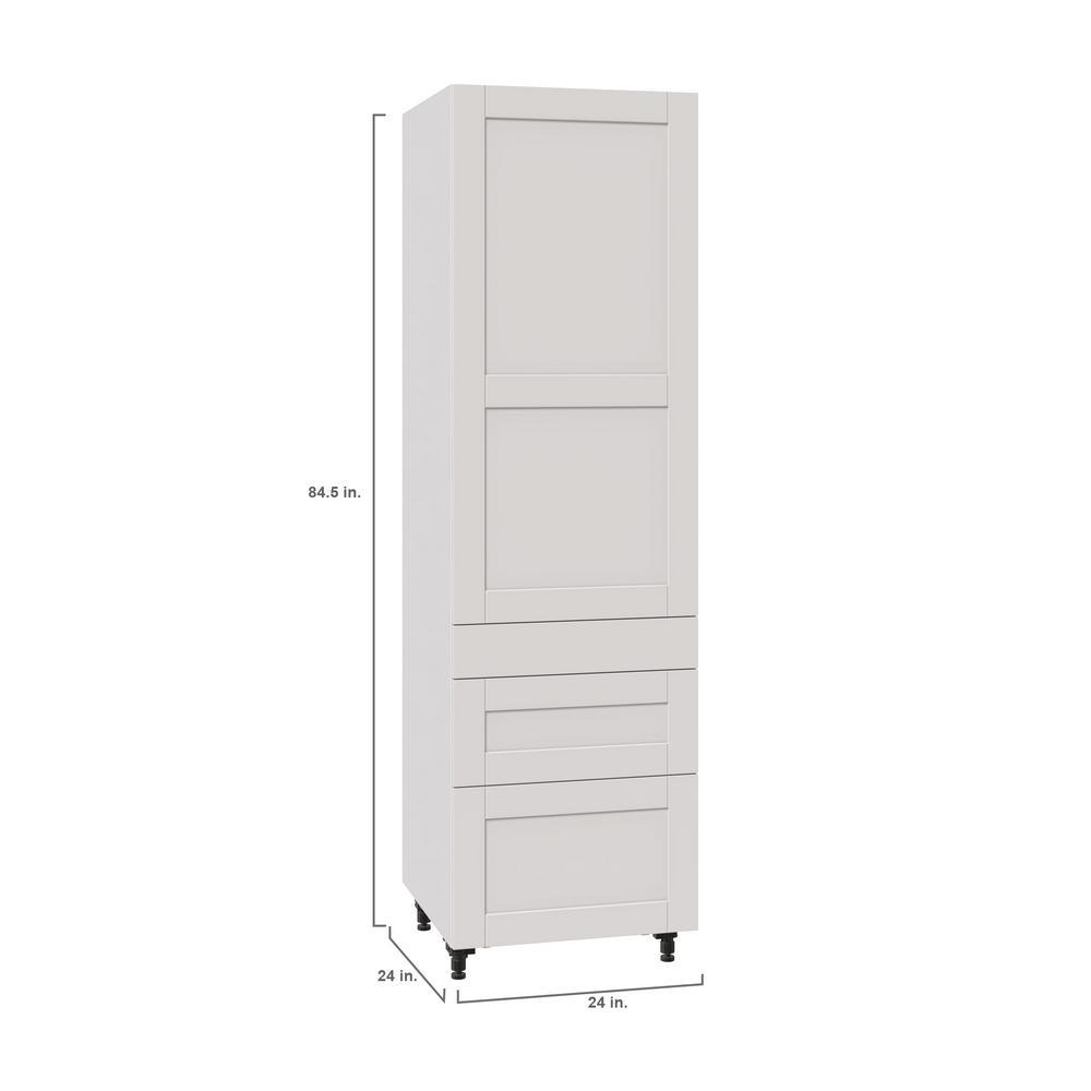Shaker Assembled 24 in. x 84.5 in. x 24 in. Pantry Cabinet w/ 2-Inner Drawers & Three Pull Out Drawers in Vanilla White - Super Arbor
