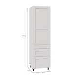 Shaker Assembled 24 in. x 84.5 in. x 24 in. Pantry Cabinet w/ 2-Inner Drawers & Three Pull Out Drawers in Vanilla White - Super Arbor