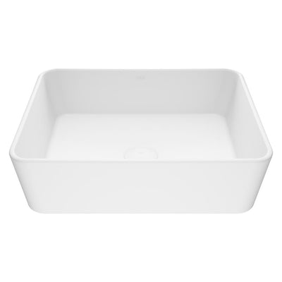 VIGO Marigold Handmade Matte Stone Rectangle Vessel Bathroom Sink in Matte White - Super Arbor