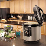 12 Qt. Black and Silver Electric Pressure Cooker with Automatic Shut-Off and Keep Warm Setting