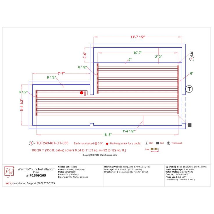 WarmlyYours 355 ft. Cable System with Touch Screen Thermostat