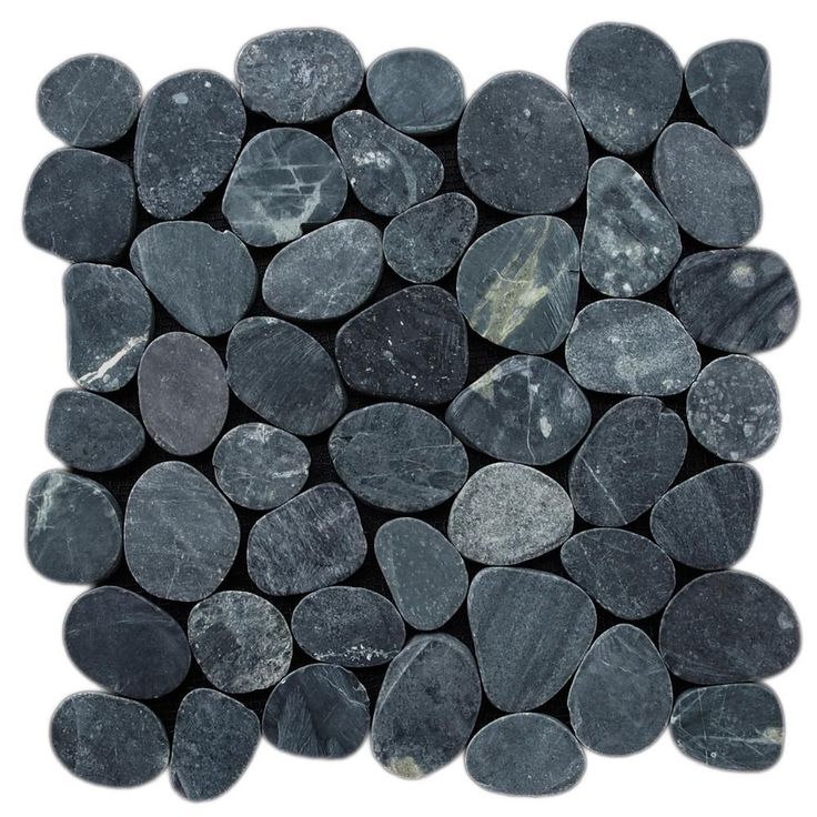 Cruz Bay Sliced Pebble Tile  Black 11-1/2 in. x 11-1/2 in. x 9.5mm Honed Pebble Mosaic Tile (10.12 sq. ft. / case)