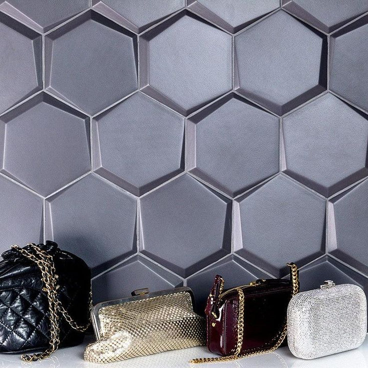 Magen Leveled-Hex Dark Gray Matte Ceramic Hexagon Tile