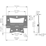 3 in. Satin Nickel Non-Mortise Hinges (2-Pack)