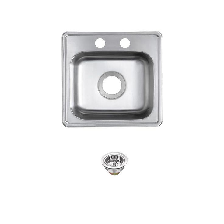 Drop-In 22-Gauge Stainless Steel 15 in. 2-Hole Single Bowl Bar Sink and Drain Assembly
