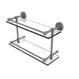 Dottingham 16 in. L x 8 in. H x 5 in. W 2-Tier Clear Glass Bathroom Shelf with Gallery Rail in Polished Nickel - Super Arbor