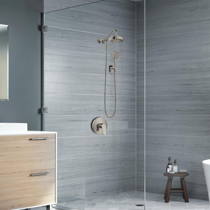 6-spray 7 in. Dual Shower Head and Handheld Shower Head with Low Flow in Brushed-Nickel