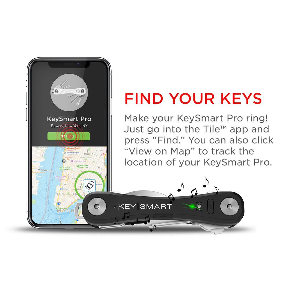 Pro Compact Multiple Key Holder with Tile Smart Location in Black - Super Arbor