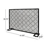 Alleghany Modern Black and Brushed Gold Single Panel Iron Fire Screen - Super Arbor