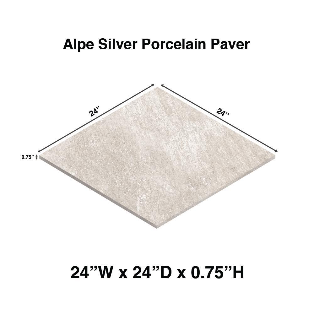 24 in. x 24 in. Alpe Grey Porcelain Paver - Super Arbor