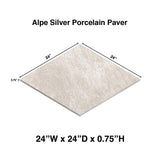24 in. x 24 in. Alpe Grey Porcelain Paver - Super Arbor