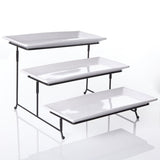 Gracious Dining 4-Piece White 3-Tier Fine Ceramic Cake Stand with Metal Rack