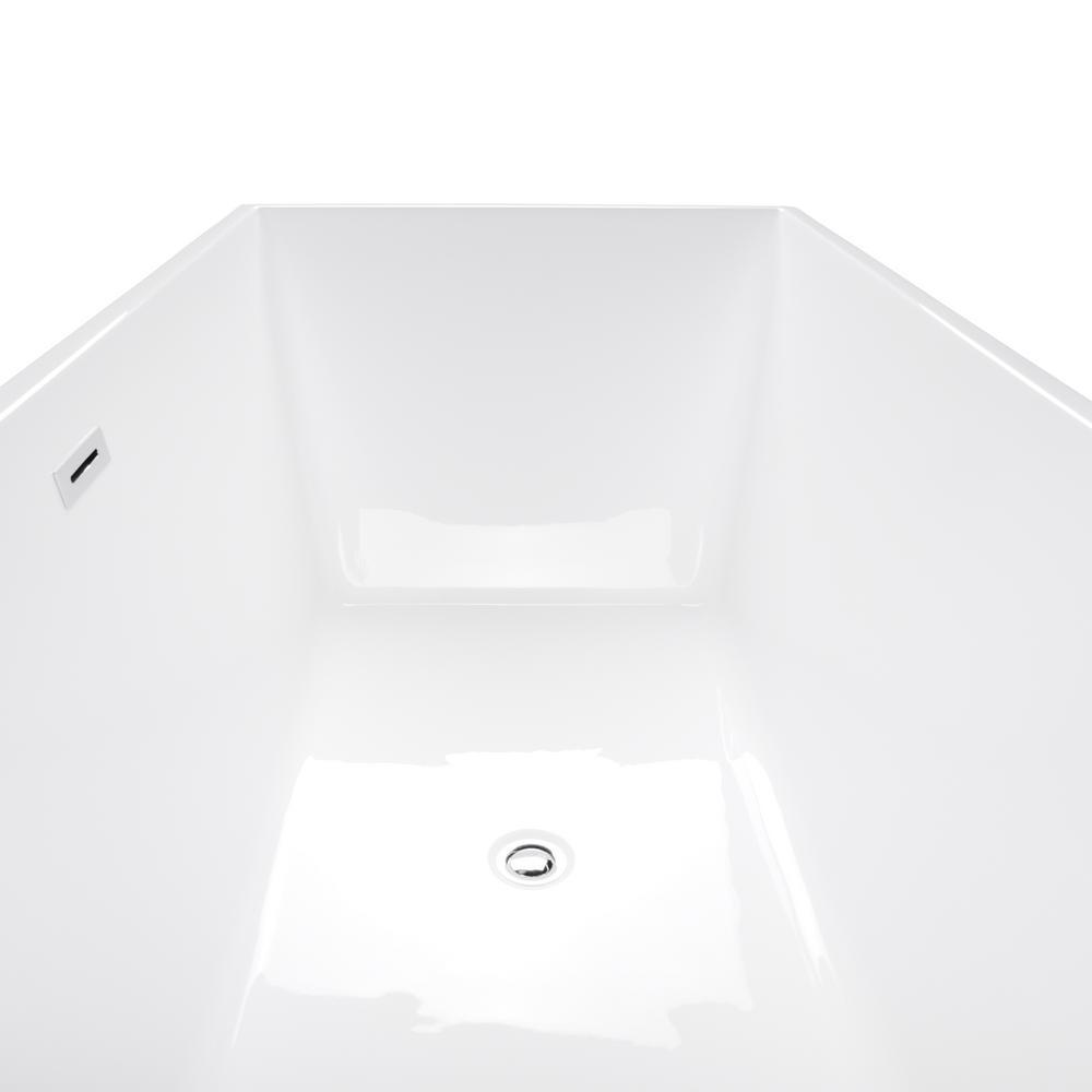 66.96 in. Acrylic Center Drain Rectangular Double Ended Flatbottom Freestanding Bathtub in Glossy Black - Super Arbor
