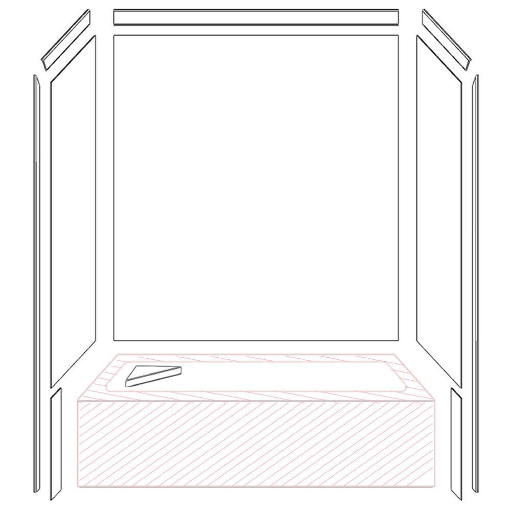 Royale 36 in. x 60 in. x 80 in. 11-Piece Easy Up Adhesive Alcove Bathtub/Shower Wall Surround in Calacatta White - Super Arbor