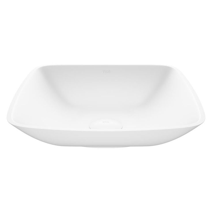 VIGO Hyacinth Handmade Countertop White Matte Stone Square Vessel Bathroom Sink in Matte White
