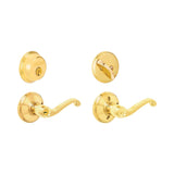 Schlage Flair Bright Brass Lever and Single Cylinder Deadbolt, ANSI Grade 2, Fits 1-3/4 in Doors