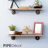 1/2 in. Black Pipe 3.75 in D x 2.5 in. H Wall Mounted Double Flange Shelf Bracket Kit (4-Pack)