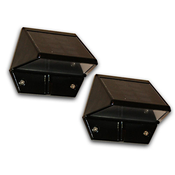 Solar 2-LED Outdoor Black Integrated LED Deck and Wall Light (2-Pack) - Super Arbor