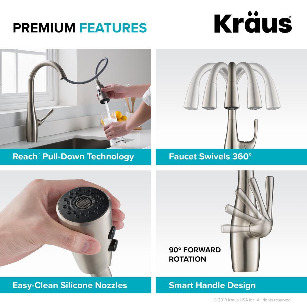 Esina Single-Handle Pull-Down Sprayer Kitchen Faucet with Dual Function Sprayhead in All-Brite Spot Free Stainless Steel - Super Arbor