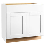 Shaker Assembled 36x34.5x24 in. Sink Base Kitchen Cabinet in Satin White