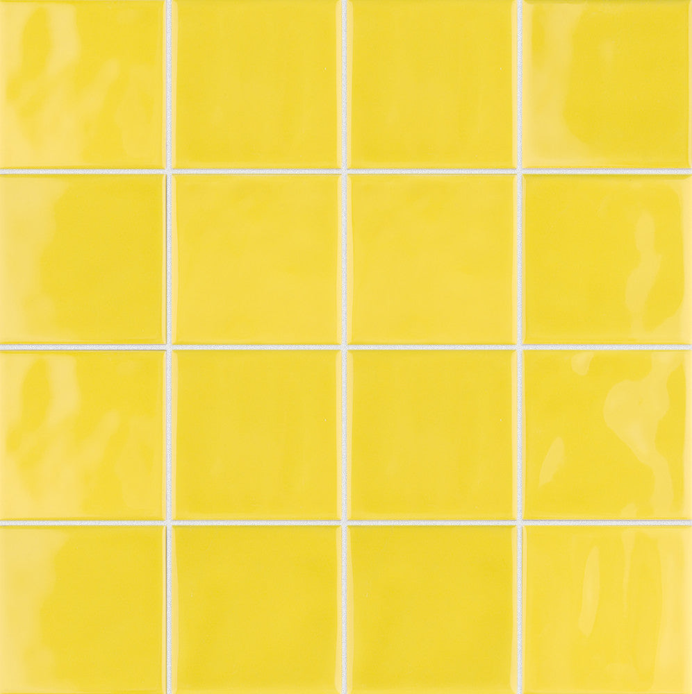 Merola Tile Twist Square Yellow Lemon 11-3/4 in. x 11-3/4 in. Ceramic Mosaic (9.79 sq. ft. / Case)