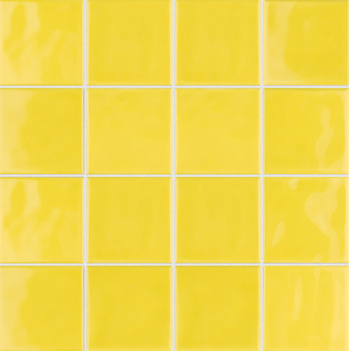 Merola Tile Twist Square Yellow Lemon 11-3/4 in. x 11-3/4 in. Ceramic Mosaic (9.79 sq. ft. / Case)