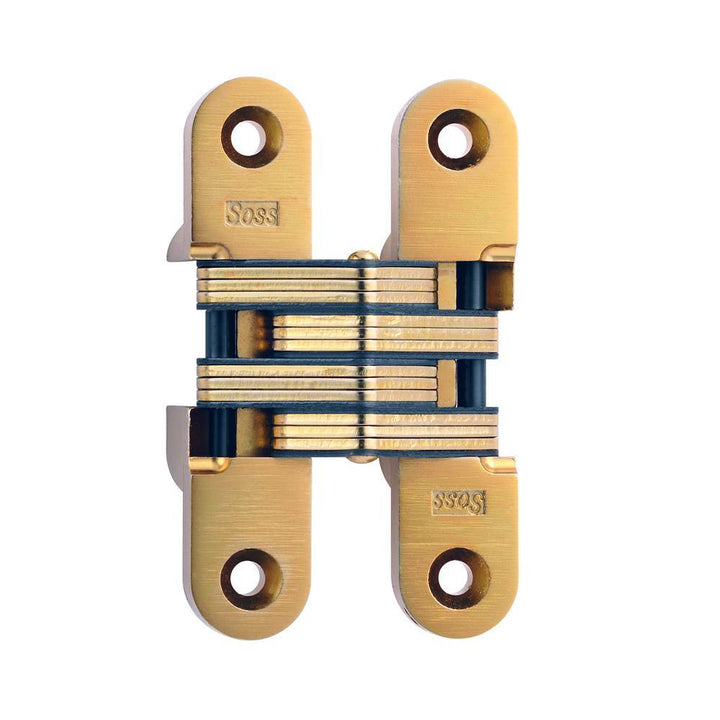 1 in. x 4-5/8 in. Satin Brass Invisible Hinge - Super Arbor