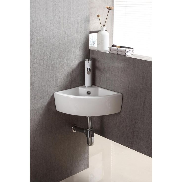 Elanti Wall-Mounted Corner Bathroom Sink in White