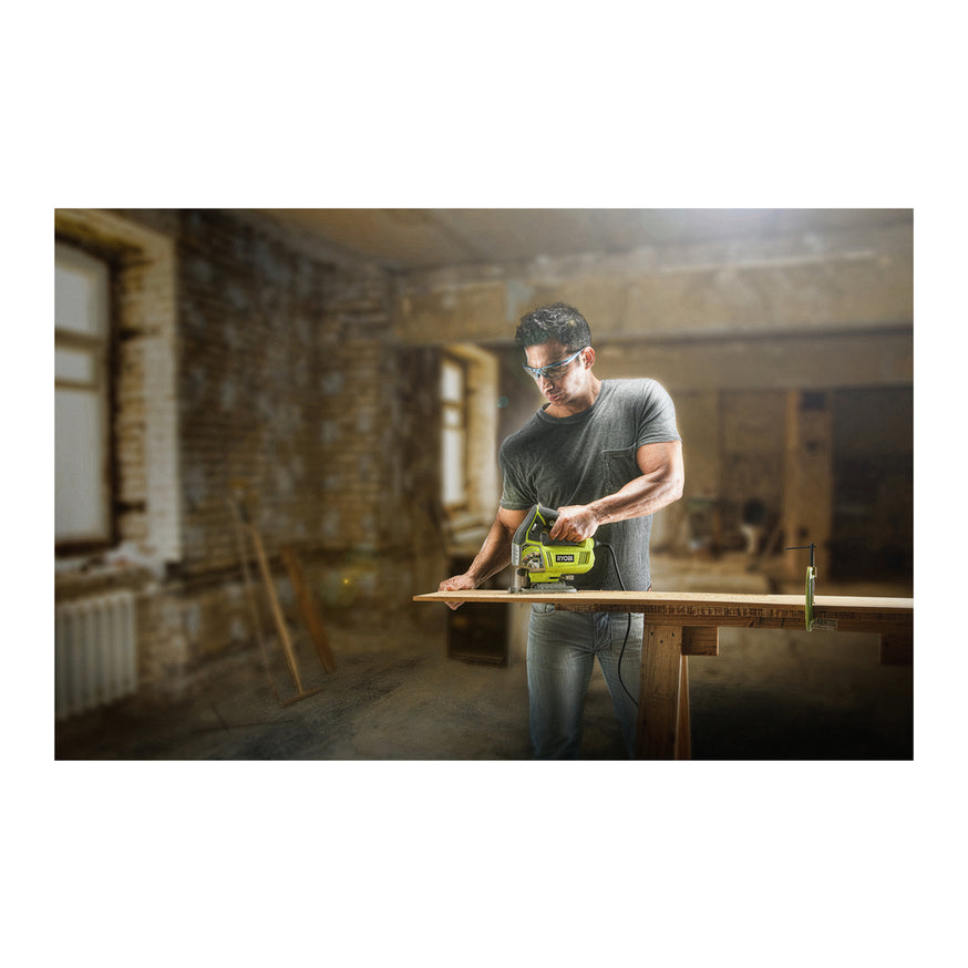 RYOBI 4.8 Amp Corded Variable Speed Orbital Jig Saw, JS481LG
