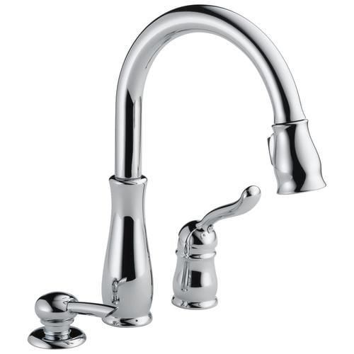 Delta Leland Chrome 1-Handle Deck-Mount Pull-Down Handle Kitchen Faucet