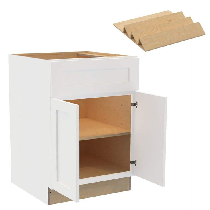 Home Decorators Collection Newport 24 in. W x 24 in. D x 34.5 in. H Assembled Plywood Base Kitchen Cabinet in Pacific White with Spice Soft Close