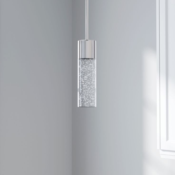 Style Selections Dunwynn Polished Nickel Modern/Contemporary Seeded Glass Cylinder LED Pendant Light