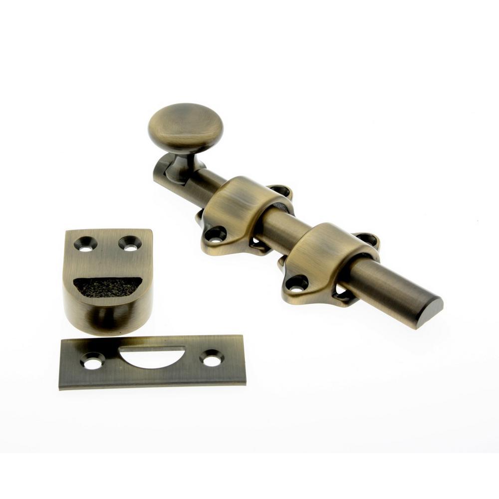 4-1/4 in. Solid Brass Polished Brass Dutch Door Surface Bolt - Super Arbor