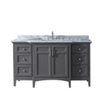 Luz 42 in. Single Bath Vanity in White with Marble Vanity Top in Carrara White with White basin - Super Arbor